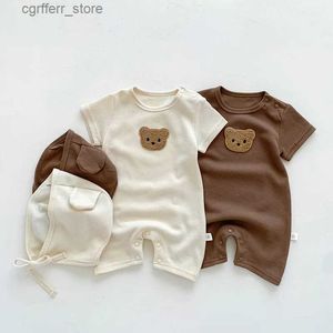 Rompers Milancel Baby Romper Wafle Boys Jumpsuits Baby Cleren With Hat Baby Boys Clothiing L410