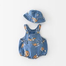 Barboteuses MILANCEL été bébé body Denim et chapeau bébé garçons vêtements 230422