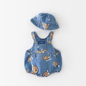 Rompers Milancel Summer Baby Bodysuit Denim and Hat Infant Boys Clothing 230422