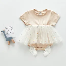 Rompertjes MILANCEL Zomer Baby bodysuit Baby Sweet Daisy Mesh Jumpsuit Jurk Peuter Meisjes Een Stuk