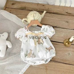 Rompers Milancel Zomer Baby Bodysuits Floral Print Girls One Piece baby Bunny Clothing H240508