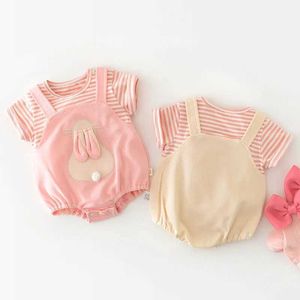 Rompers Millennium Summer False 2 pièces bébé fille mignon lapin One Piece Jumpsuit Coton bébé Ajustement serré Suitl2405