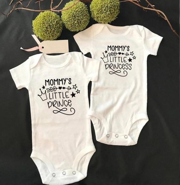 Rompers Mommy039s Petit Prince Princesse jumeaux Béberons Bodys Nés Cotton Coton Coton City Summer Infant Cadeaux3981509