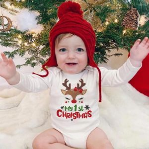 Barboteuses Mon premier bébé de Noël Body Cerf Santa Imprimer Garçon Fille Jumpusit Fête De Noël Né Tenue Vêtements Bébé À Manches Longues Barboteuse