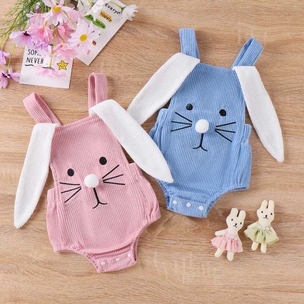 Rompères My First Pâques Baby Boy Girl Tentitume Bunny Rober Rabbit Ear Oree Souples Bodys Bodys Pâques Costume 1 pièce H240508