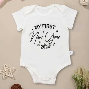 Strampler Mein erstes neues Jahr 2024 Baby-Mädchen-Kleidung Baumwolle Bequemer weicher Einteiler Zuhause Frohe Feiertage Neugeborener Jungen-Body Günstig Dropshipvaiduryb