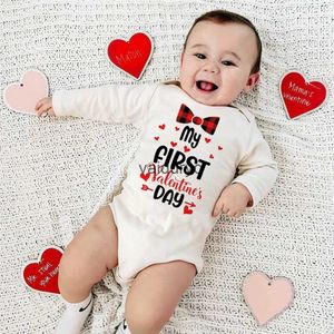 Rompère My First Valentine Baby Bodys Clothes Bodys Bodys Body Long manche Long Ramper Jumps Filles garçons de jeu NOUVELLE-NOURNE Valentin de la Saint-Valentin H240508