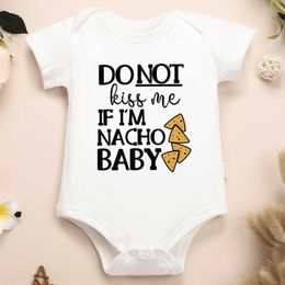 Rompers Nacho Babys Fun Nouveau-Born Vêtements de garçons dans un style américain mignon Harajuku 100% coton bébé grenouillère populaire Nouveau créatif serré Clothingl2405l2405