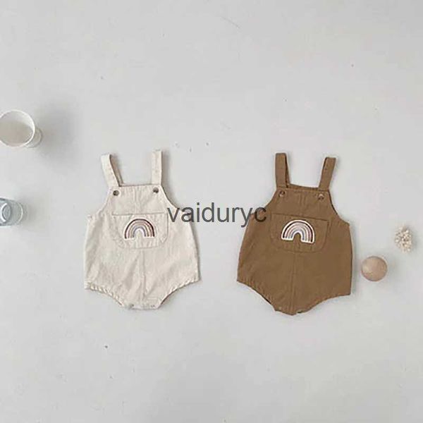 Rompers New Baby Girls Vêtements Rainbow Bodys Bodys Cotton Nouveau-Born Baby Boys Clothing H240426