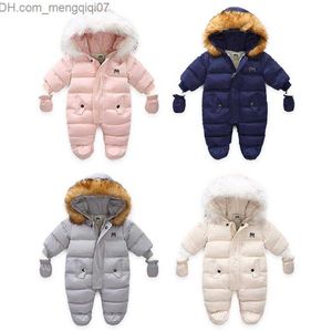 Mamelucos Ropa de invierno para bebés recién nacidos Toddle Jumpsuit con capucha Interior Fleece Girl Boy Ropa Otoño Monos Niños Outerwear290l Z230724