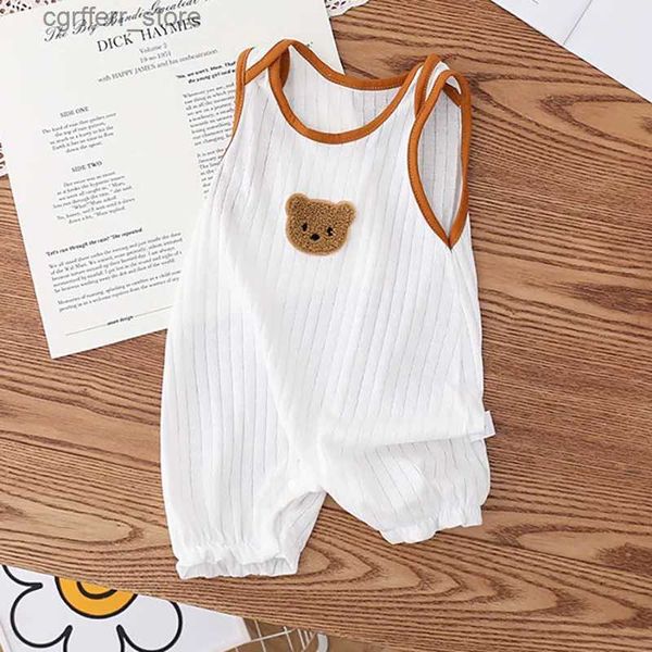 Rompers Nuevo Summer Baby Compper Cartoon Bear One-Piece Bodysuit para niñas Jopo de algodón Algodón Manso Mleeveless Recién nacido 0-2T L410