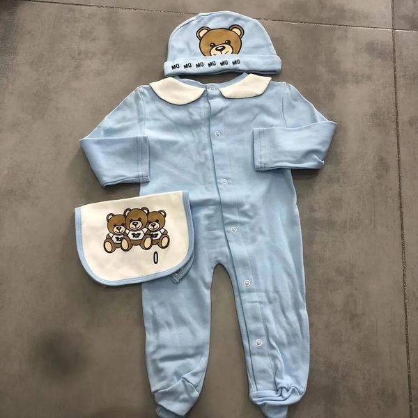 Barboteuses Nouveau-né bébé vêtements barboteuse concepteur ramper combinaisons infantile Onesie vêtements décontracté à capuche salive serviette ours avec lettres de luxe