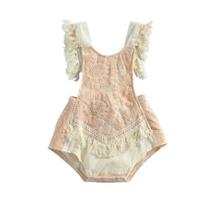 Rompers pasgeboren babymeisje zomerkleding mouwloze tassel romper peuter bloemen kant romper jumpsuit 024m j220922