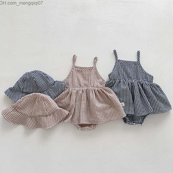 Barboteuses nouveau-né bébé filles vêtements d'été sans manches plaine peau-vêtement vêtement coton bébé filles à capuche combinaison Z230710