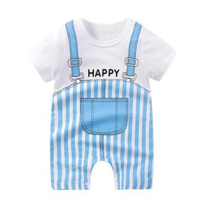 Rompers Newborn bébé Summer Suit à manches courtes pour bébés garçons et filles Cartoon Coton Jumps pour jeunes enfants PajadySuitl24f