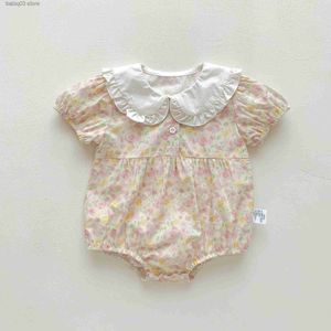 Barboteuses Nouveau-né Vêtements D'été Mince Infantile Fleur Imprimer Princesse Body Fille Enfant Coton À Manches Courtes Onesie Bébé Mode Lâche Barboteuse T230529