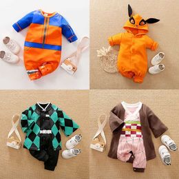 Rompers Pasgeboren Halloween Kostuum Baby Boy Girl Kostuum Baby Childrens Anime Role-Playing Kyuubi Akatsuki Luffy Romper Baby Jumpsuit 0-18ML240514L240502