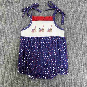 Barboteuses Nouveau-né Jour de l'Indépendance 0-3T Combinaison Bébé Garçon Vêtements Chiot Broderie Bulle Infant Barboteuse Manches Shorts Body Bebe Outfit T230529