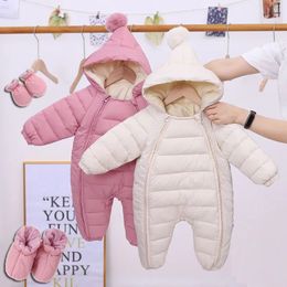 Strampler OLEKID born Baby Overall Mit Kapuze Plus Samt Warm Baby Jungen Schneeanzug Kleinkind Schneeanzug Baby Mädchen Baumwolle Overalls Strampler 231020