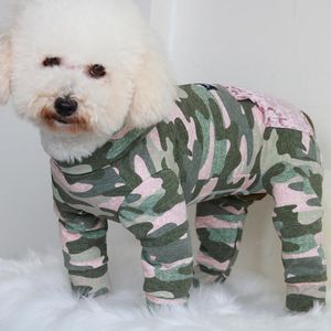 Barboteuses Combinaison pour chien de compagnie Vêtements pour chiots Protéger le ventre Salopette pour petits chiens 100% coton Pyjama Poche zippée Camouflage Sweat Carlin