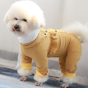 Barboteuses Combinaison pour chien de compagnie mince 100% coton vêtements pour chiot protéger le ventre pyjama chemise rayée Style salopette pour petits chiens Chihuahua caniche