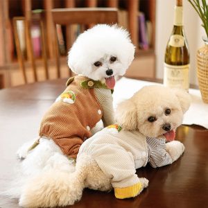 Barboteuses Mode pour animaux de compagnie combinaison automne hiver moyen petit chien vêtements doux rayure barboteuses chaton chiot laine chaude Kawaii pull Yorkshire