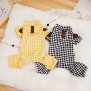 Barboteuses Combinaison pour animaux de compagnie Automne Hiver Vêtements à carreaux Chiot Mode Harnais Chat Pyjamas mignons Petit chien Chemise Yorkshire Maltais Chihuahua