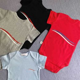 Rompers geprinte katoenen kinderen jumpsuits korte mouw peuter babymeisjes jongens kind onesies kleding 4 kleuren