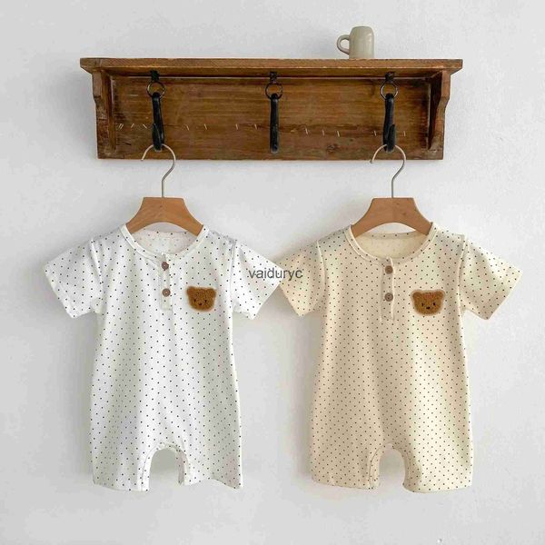 Rompers Pullover 2023 Verano Nuevo Bebé Manga Corta Mameluco Algodón Recién Nacido Niño Lindo Oso Mono Niño Niña Punto Ropa Infantil Onesie 0-24Mvaiduryc