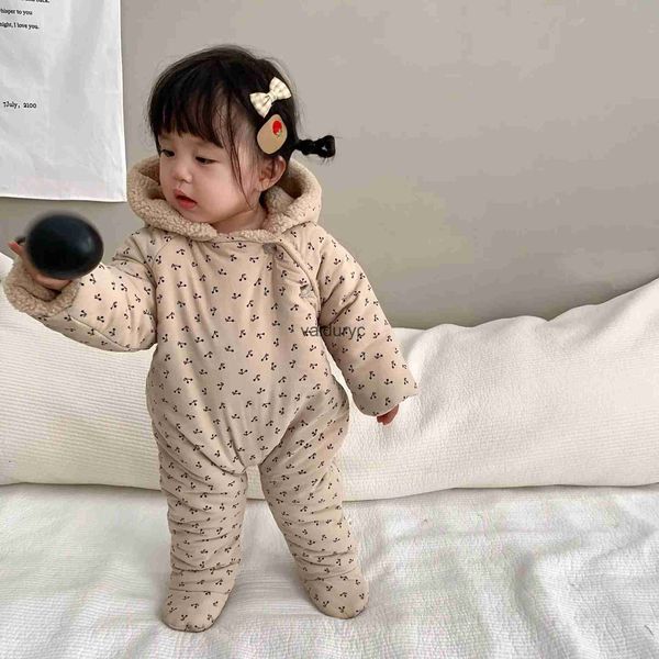 Rompers Pullover 2023 Invierno Nuevo Bebé Niña Más Terciopelo Grueso Mameluco Recién Nacido Niño Manga Larga Cálido Lana Con Capucha Mono Ropa Infantilvaiduryc