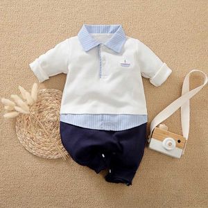 Rompers relaxation polo garçon vêtements pour nouveau-né bébé saut et automne manches longues coton confortable pour nourrissons à sauts 0-18m y2405306xk6