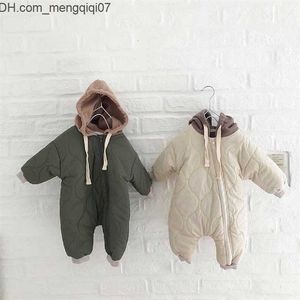 Barboteuses Barboteuses Toddler Baby Down Cotton Solid Rompers born Baby Boy Girl Hooded Clothes Snow Suit Winter Jumpsuit Thicken Warm Outwear 024m 220928 Z230701