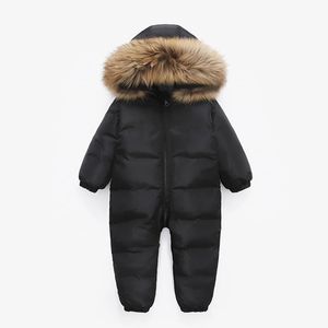 Combinaison russe enfants vêtements d'hiver bébé garçon Snowsuit Parka Nature fourrure 90% canard vers le bas veste pour fille vêtements manteau salopette 231031