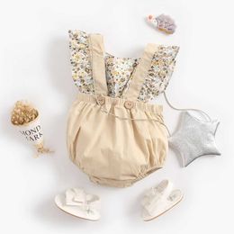 Rompers Sanlutez bébé fille florale serre ajusté de bébé vêtements de bébé sans manches cache-grenouet