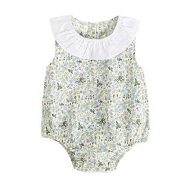 Rompers Sanlutez Summer Cotton Baby kleding Leuke mouwloze baby strak240514L240502