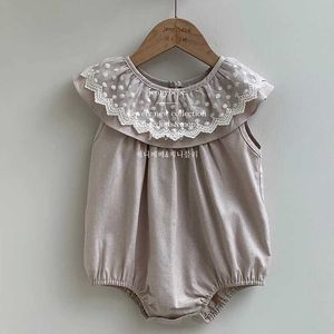 Rompers suave algodón transpirable ropa de lino para niños pequeños coreanos para niñas pequeñas baby baby baby chicas rompero y vestidos de moda