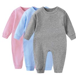 Macacão de algodão macio bebê recém-nascido macacão conjunto completo para meninos e meninas cor sólida macacão básico roupas pijama conjunto 231208