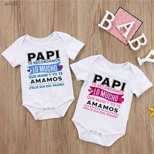 Mamelucos Mameluco para bebé con estampado español Monos para bebés Monos de manga corta para recién nacidos Niños Niñas Día del padre Papá Traje de cumpleaños RopaC24319