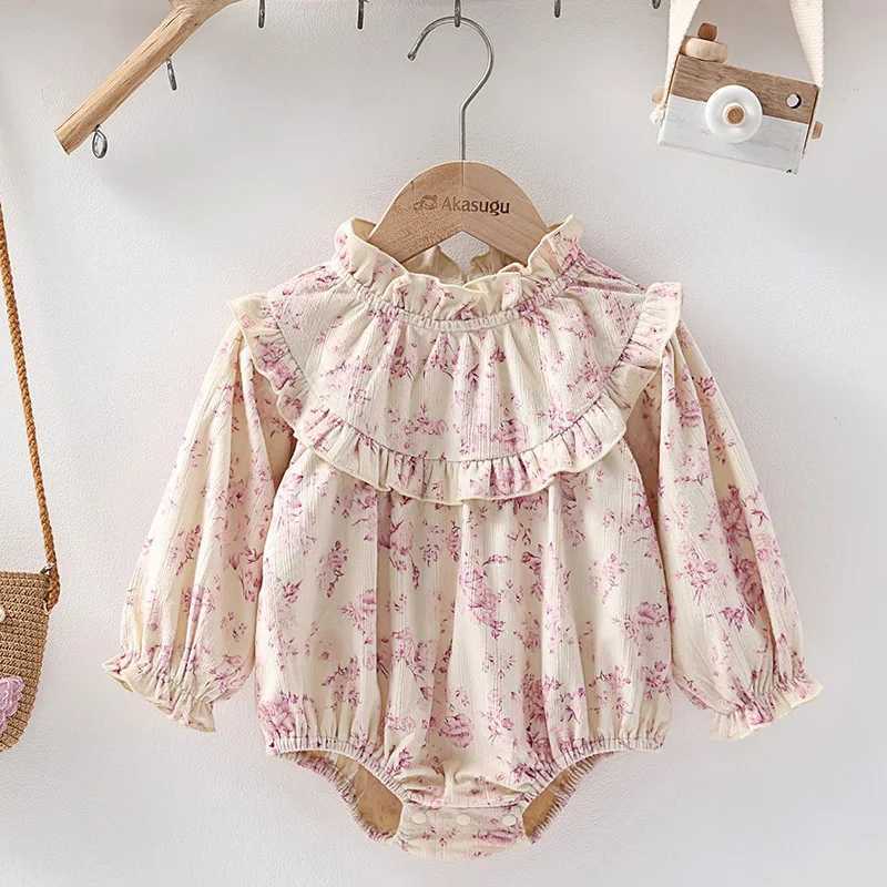 Rompers Spring 2024 0-24m Baby Girl Ubranie Baby Girl Tosit Doneved Doneved Printed Baby Girl Tapsuitl2405