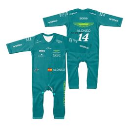 Barboteuses Printemps Et Automne Bébé Garçon Et Filles Racing Sports Extrêmes En Plein Air Combinaison Caby Tout-en-un 14 Pilote Alonso Fan Vêtements 230517