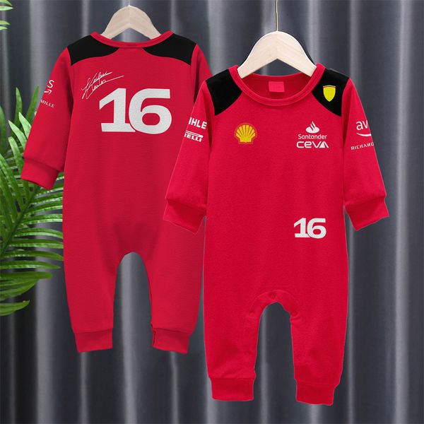 Barboteuses Printemps et Automne Bébé Garçons et Filles Racing Outdoor Extreme Sport Red Team 16 # 55 # Driver Body Baby 230608