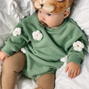 Barboteuses printemps bébé vêtements fleur pull body filles à manches longues coupe ajustée né 012 mois 24M 231109