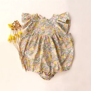 Rompers zomer babymeisjes romper katoen linnen ruches mouwloze baby kleding outfits voor 02Y 230525