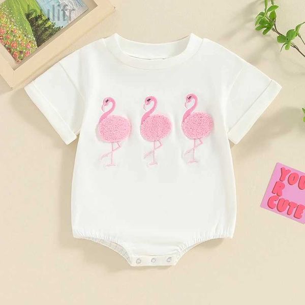Rompers Summer Baby Girls Rompers Migne Cotton Infant Bird Broidery RAIPER CHEPT SHOEVE KIDS PLYSUSTUS JUMPS COSTES Fashion Baby Clothing D240425