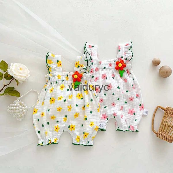 Rompers Summer Baby Rompers Flower Girls Jumps Courstes NOUVELLES Vêtements H240506