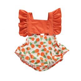 Rompertjes Zomergeboren Baby Meisje Ananas Flamingo Gedrukt Jumpsuit Babykleding Mouwloze Jumpsuit Babykleding