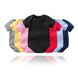 Rompers Summer boys and girls pure cotton triangle jumpsuit baby and toddler solid color integrated climbing clothingL2405