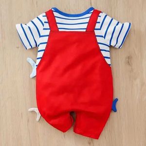 Rompers Summer Fashion Baby Jumps combinaison à manches courtes Fake Two-Piece Shark Baby Boy and Girl Jumpsuitl24f