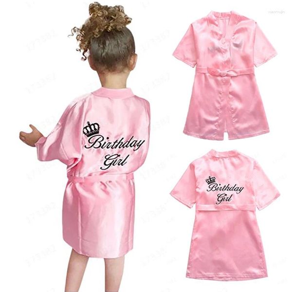 Rompers Summer Girls SleepingWear Pink Silk Robe Robes Kids Kimono Bath Toule Mariage Spa Party Birthday