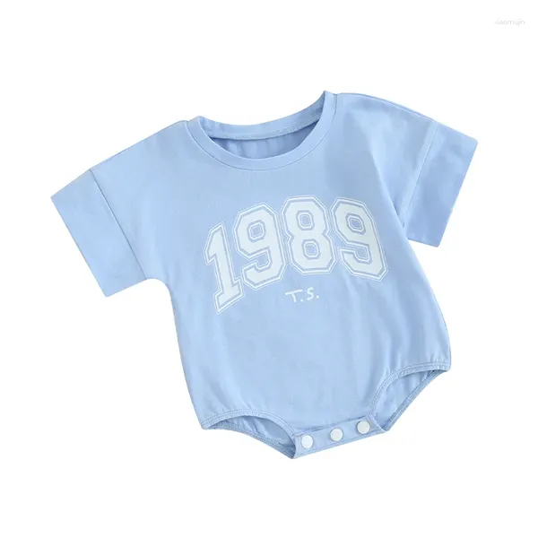 Rompers Summer Baby Baby Boys Girls BodySuit Bodys Sleeve Imprimé Blue Casual Blue Vêtements